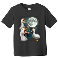 3 Ducks Howl At Moon Funny Weird Cursed Pekin Duck Lover Toddler T-Shirt