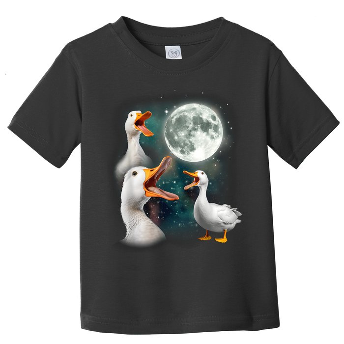 3 Ducks Howl At Moon Funny Weird Cursed Pekin Duck Lover Toddler T-Shirt