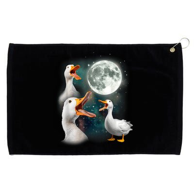 3 Ducks Howl At Moon Funny Weird Cursed Pekin Duck Lover Grommeted Golf Towel