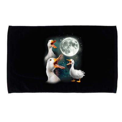 3 Ducks Howl At Moon Funny Weird Cursed Pekin Duck Lover Microfiber Hand Towel
