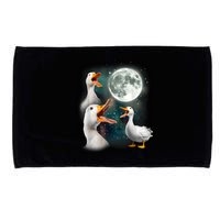 3 Ducks Howl At Moon Funny Weird Cursed Pekin Duck Lover Microfiber Hand Towel