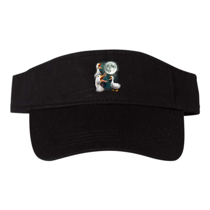 3 Ducks Howl At Moon Funny Weird Cursed Pekin Duck Lover Visor