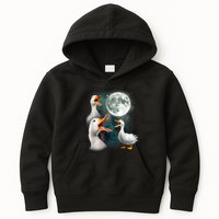 3 Ducks Howl At Moon Funny Weird Cursed Pekin Duck Lover Kids Hoodie