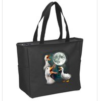 3 Ducks Howl At Moon Funny Weird Cursed Pekin Duck Lover Zip Tote Bag