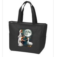 3 Ducks Howl At Moon Funny Weird Cursed Pekin Duck Lover Zip Tote Bag