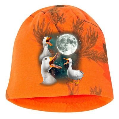 3 Ducks Howl At Moon Funny Weird Cursed Pekin Duck Lover Kati - Camo Knit Beanie