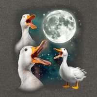3 Ducks Howl At Moon Funny Weird Cursed Pekin Duck Lover Cotton Canvas Backpack