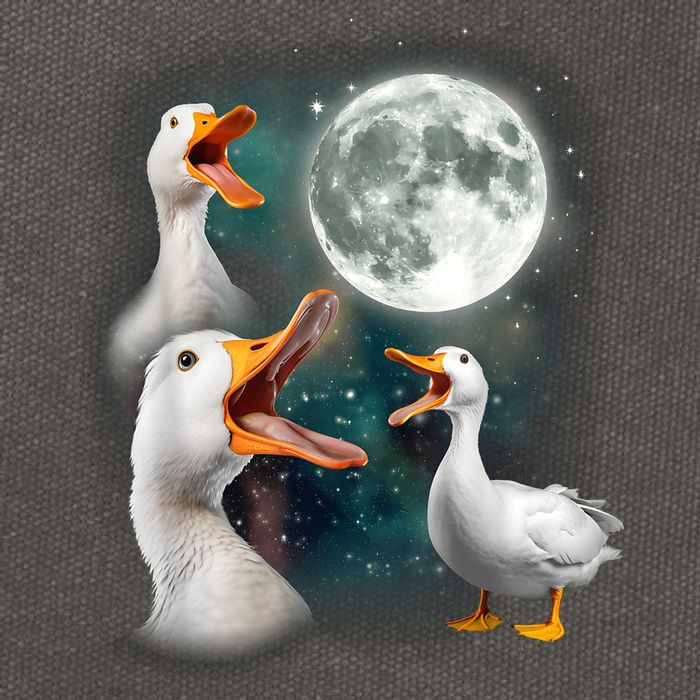 3 Ducks Howl At Moon Funny Weird Cursed Pekin Duck Lover Cotton Canvas Backpack