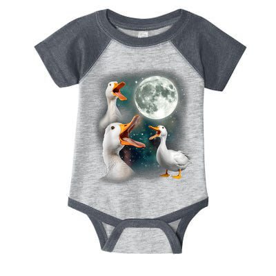 3 Ducks Howl At Moon Funny Weird Cursed Pekin Duck Lover Infant Baby Jersey Bodysuit