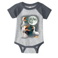 3 Ducks Howl At Moon Funny Weird Cursed Pekin Duck Lover Infant Baby Jersey Bodysuit