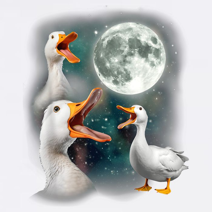 3 Ducks Howl At Moon Funny Weird Cursed Pekin Duck Lover Garment-Dyed Sweatshirt