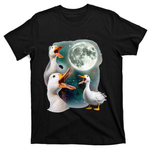 3 Ducks Howl At Moon Funny Weird Cursed Pekin Duck Lover T-Shirt