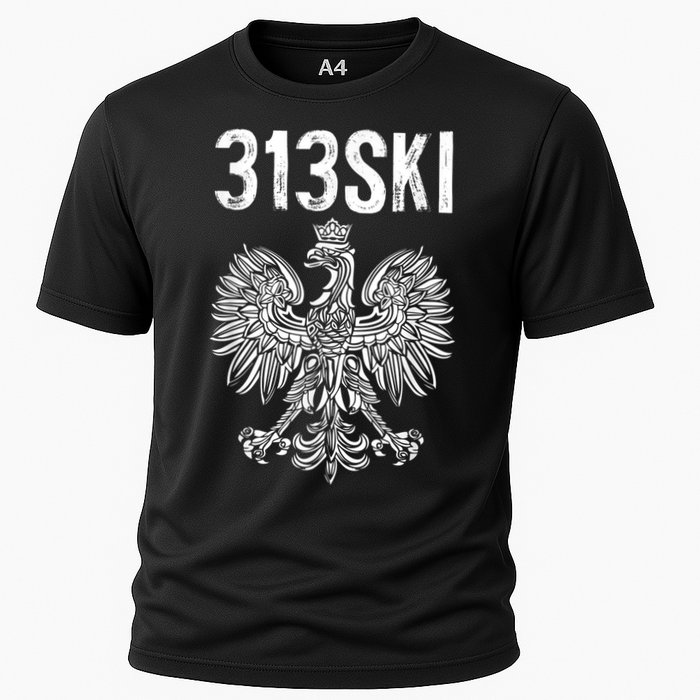 313SKI Detroit Michigan Area Code 313 Polish Pride Cooling Performance Crew T-Shirt