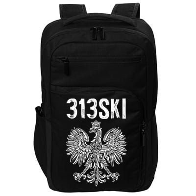 313SKI Detroit Michigan Area Code 313 Polish Pride Impact Tech Backpack