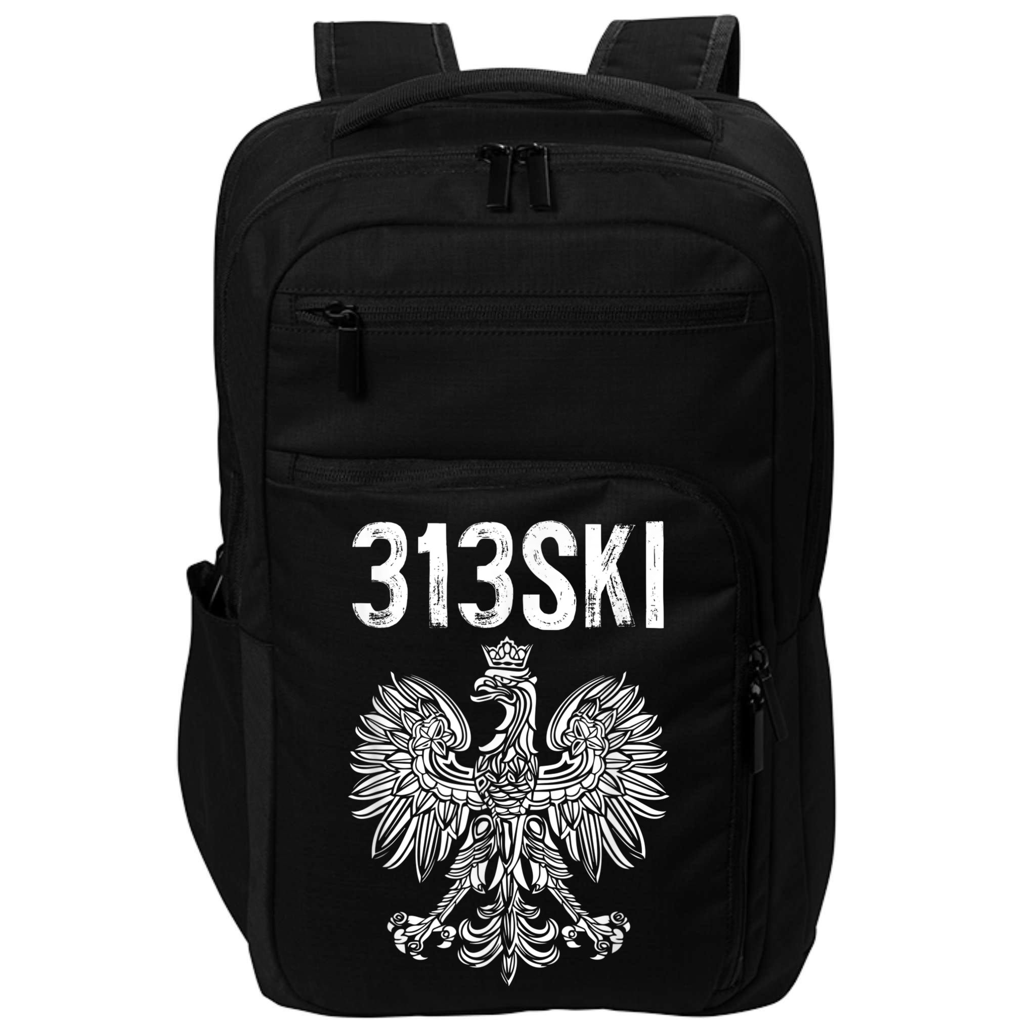 313SKI Detroit Michigan Area Code 313 Polish Pride Impact Tech Backpack