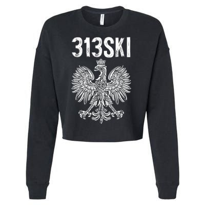 313SKI Detroit Michigan Area Code 313 Polish Pride Cropped Pullover Crew