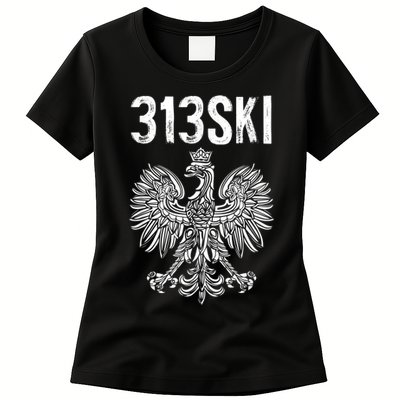 313SKI Detroit Michigan Area Code 313 Polish Pride Womens T-Shirt
