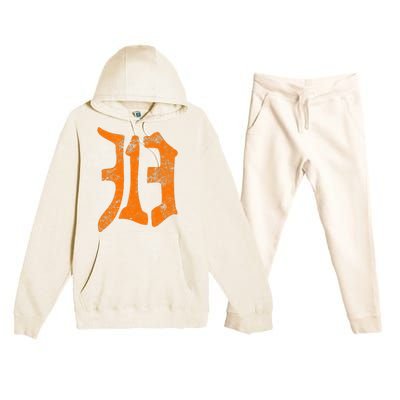 313 Detroit Michigan Vintage Old English D Area Code Gift Premium Hooded Sweatsuit Set