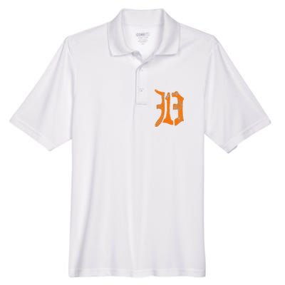 313 Detroit Michigan Vintage Old English D Area Code Gift Men's Origin Performance Pique Polo