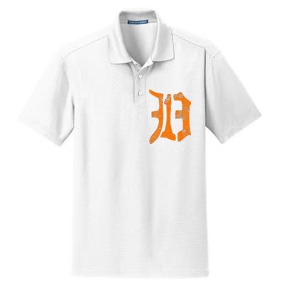 313 Detroit Michigan Vintage Old English D Area Code Gift Dry Zone Grid Polo