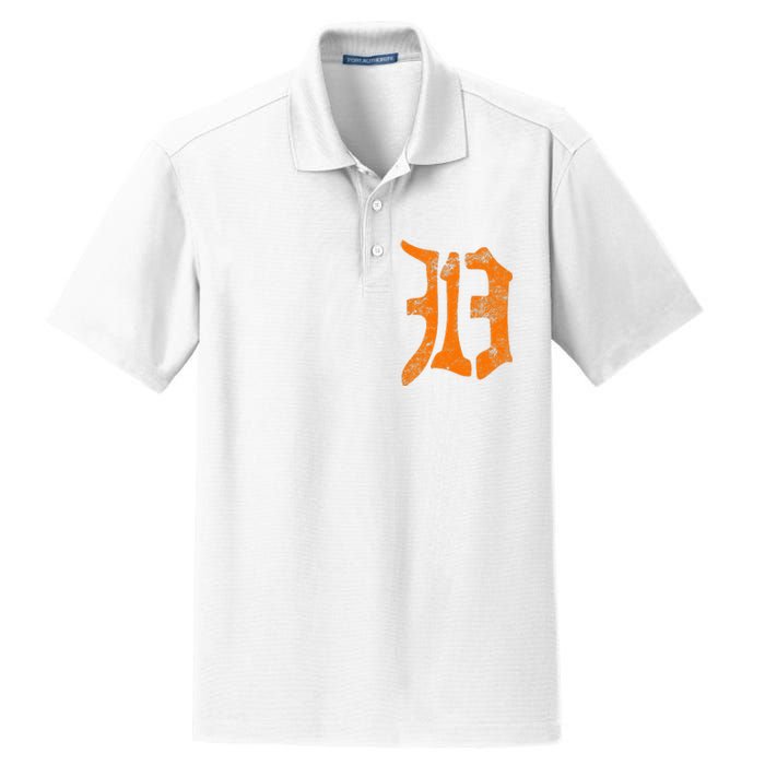 313 Detroit Michigan Vintage Old English D Area Code Gift Dry Zone Grid Polo