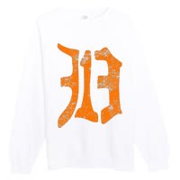 313 Detroit Michigan Vintage Old English D Area Code Gift Premium Crewneck Sweatshirt