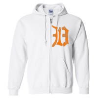 313 Detroit Michigan Vintage Old English D Area Code Gift Full Zip Hoodie