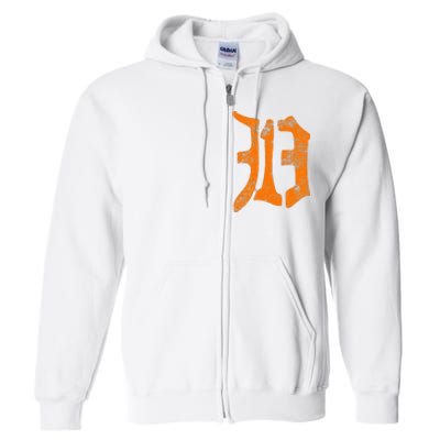 313 Detroit Michigan Vintage Old English D Area Code Gift Full Zip Hoodie