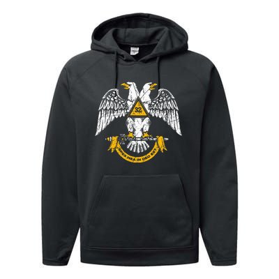 32nd Degree Masonic Scottish Rite Wings Down Performance Fleece Hoodie