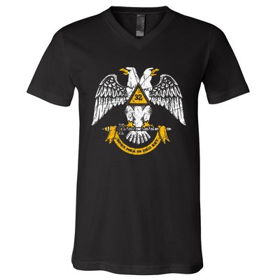 32nd Degree Masonic Scottish Rite Wings Down V-Neck T-Shirt