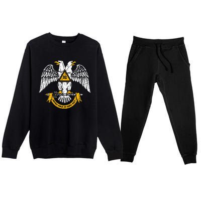 32nd Degree Masonic Scottish Rite Wings Down Premium Crewneck Sweatsuit Set