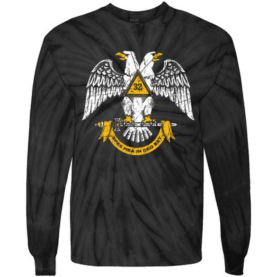 32nd Degree Masonic Scottish Rite Wings Down Tie-Dye Long Sleeve Shirt