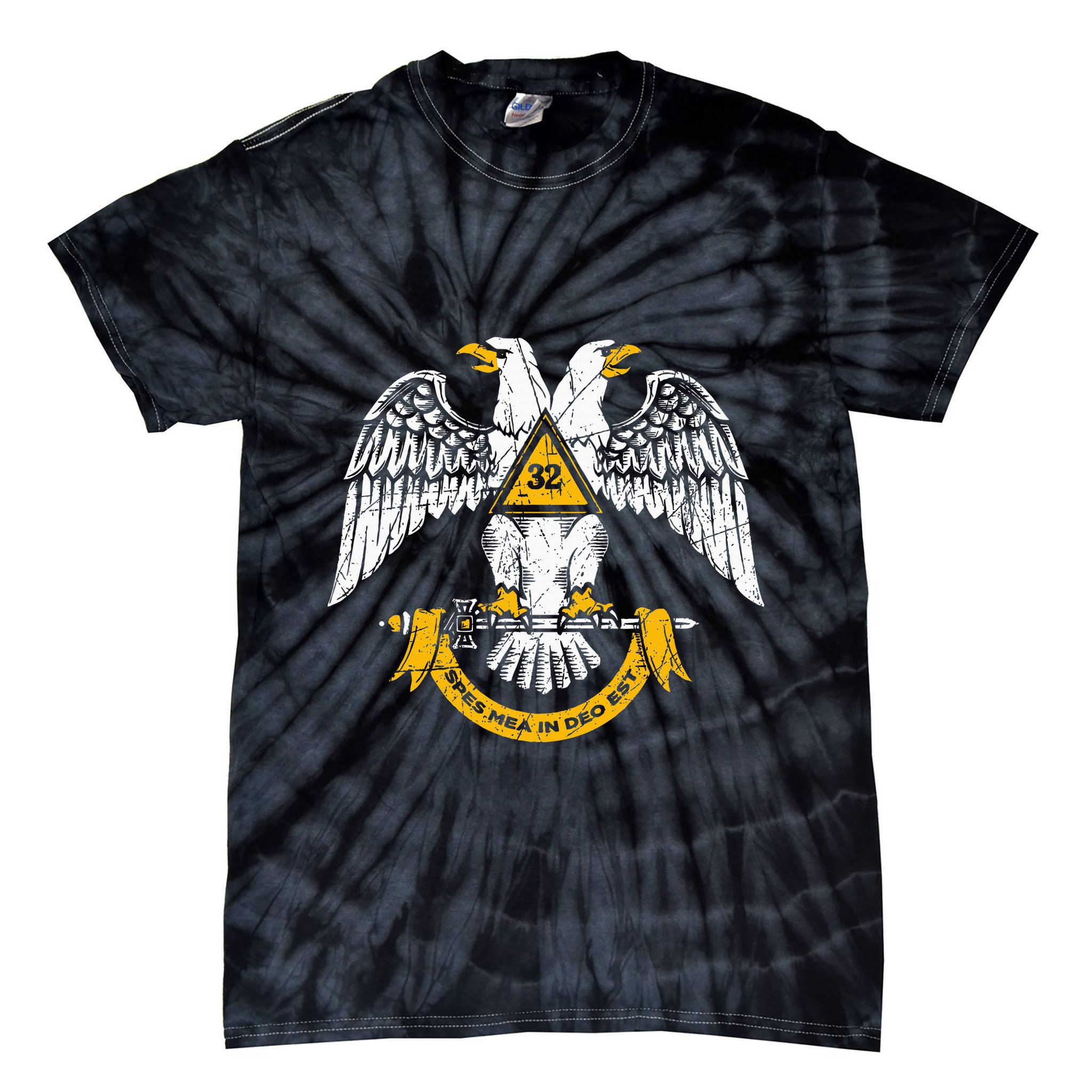 32nd Degree Masonic Scottish Rite Wings Down Tie-Dye T-Shirt