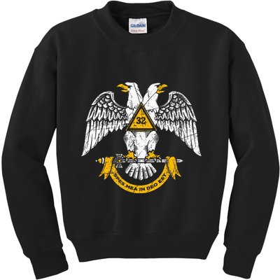 32nd Degree Masonic Scottish Rite Wings Down Kids Sweatshirt