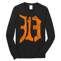 313 Detroit Michigan Vintage Old English D Area Code Long Sleeve Shirt