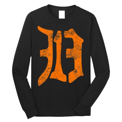 313 Detroit Michigan Vintage Old English D Area Code Long Sleeve Shirt