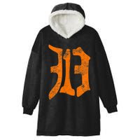 313 Detroit Michigan Vintage Old English D Area Code Hooded Wearable Blanket