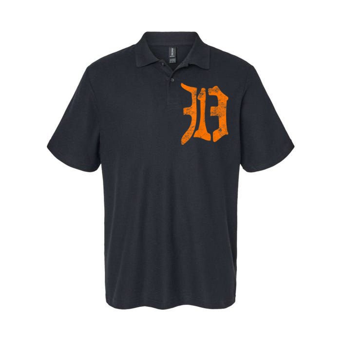 313 Detroit Michigan Vintage Old English D Area Code Softstyle Adult Sport Polo