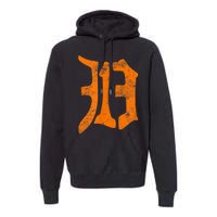 313 Detroit Michigan Vintage Old English D Area Code Premium Hoodie