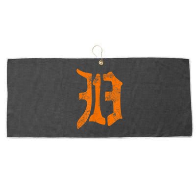 313 Detroit Michigan Vintage Old English D Area Code Large Microfiber Waffle Golf Towel