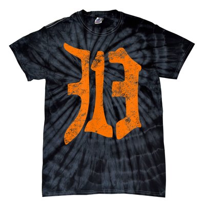 313 Detroit Michigan Vintage Old English D Area Code Tie-Dye T-Shirt