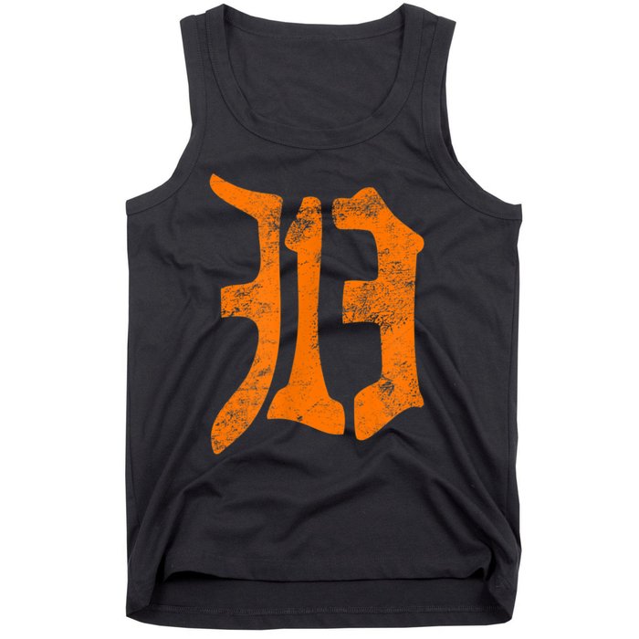 313 Detroit Michigan Vintage Old English D Area Code Tank Top