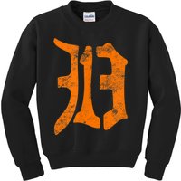 313 Detroit Michigan Vintage Old English D Area Code Kids Sweatshirt