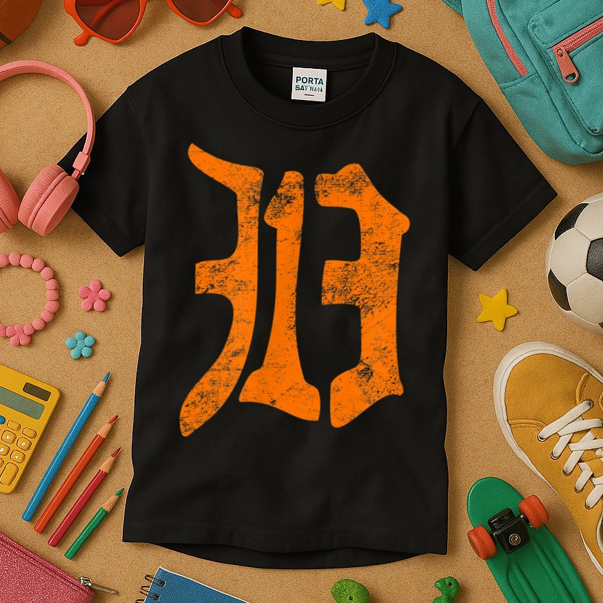 313 Detroit Michigan Vintage Old English D Area Code Kids T-Shirt