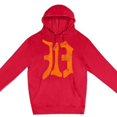 313 Detroit Michigan Vintage Old English D Area Code Premium Pullover Hoodie