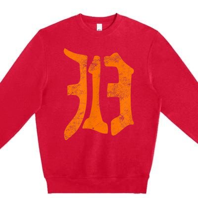 313 Detroit Michigan Vintage Old English D Area Code Premium Crewneck Sweatshirt