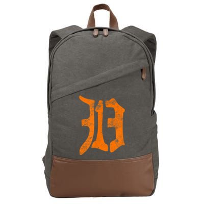 313 Detroit Michigan Vintage Old English D Area Code Cotton Canvas Backpack