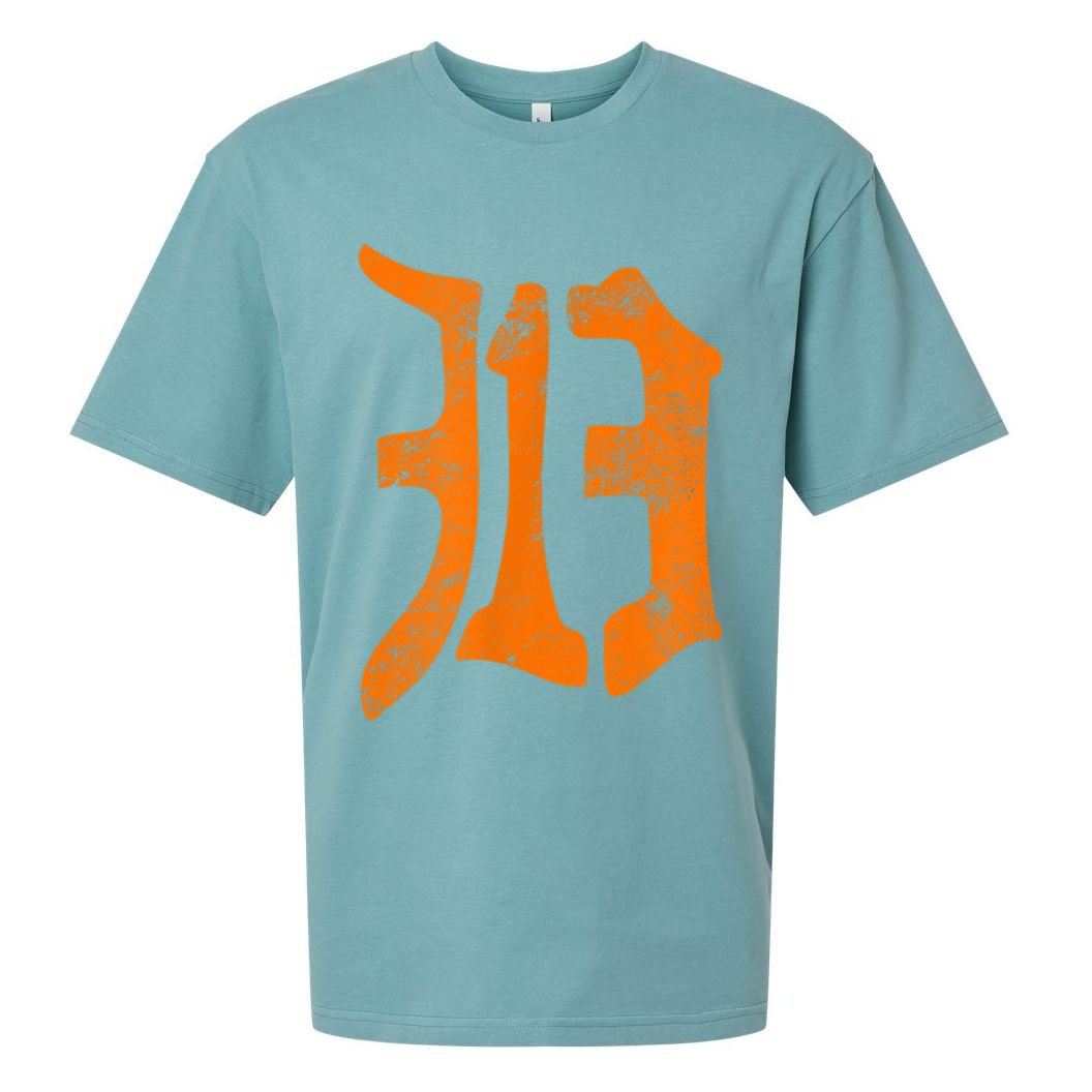 313 Detroit Michigan Vintage Old English D Area Code Sueded Cloud Jersey T-Shirt