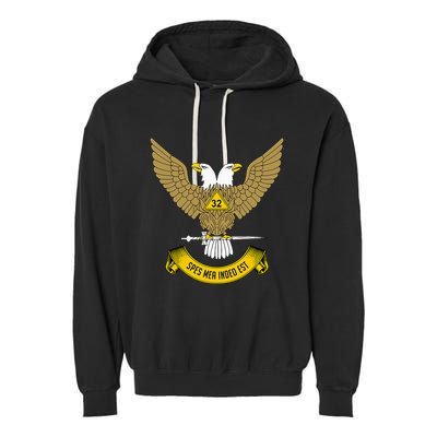 32nd Degree Mason Scottish Rite Wings Up Doubleheaded Eagle Garment-Dyed Fleece Hoodie