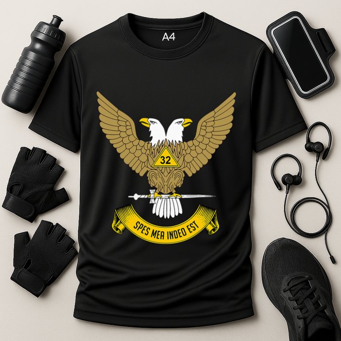 32nd Degree Mason Scottish Rite Wings Up Doubleheaded Eagle Cooling Performance Crew T-Shirt